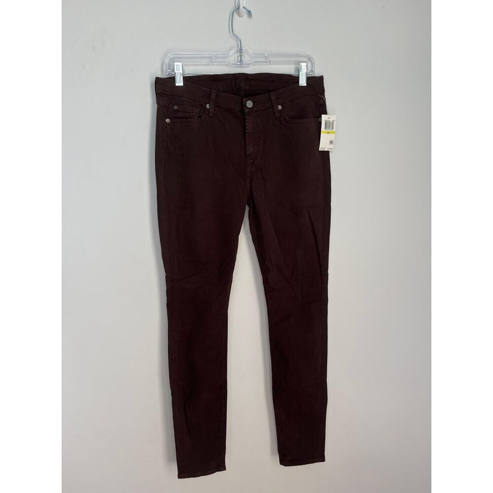 7 For All Mankind‎ Skinny Pants Women 30 Brown Velvet Stretch Goth Chic Holiday